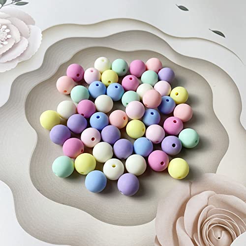 Jmassyang 200Pcs 14mm Candy Color Acrylic Round Frosted Beads Plastic Pastel Matte Loose Spacer Mixed for Jewelry Making Bracelets Necklaces DIY Crafts - size: 14mm-200pcs