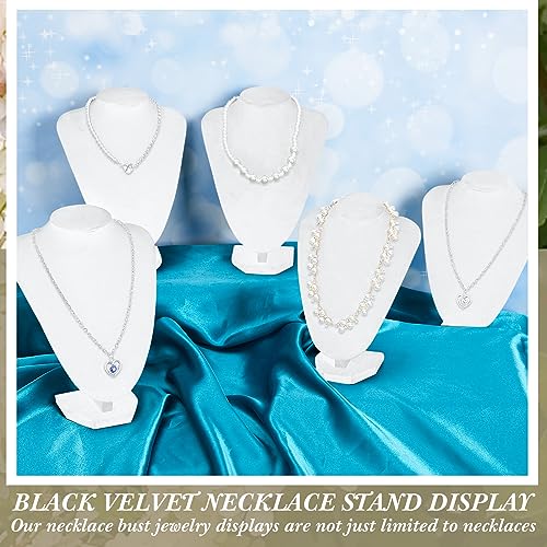 Huquary 6 Pcs Necklace Display Stand Necklace Holder Jewelry Bust Display Stands for Selling Home Store Trade Shows Photography Props Retail(White,Velvet) - color: White