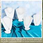 Huquary 6 Pcs Necklace Display Stand Necklace Holder Jewelry Bust Display Stands for Selling Home Store Trade Shows Photography Props Retail(White,Velvet) - color: White
