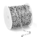 [33 Ft] Stainless Steel Paperclip Chains Roll, 3.3 * 7mm Width 304 Stainless Steel Oval Link Chains Spool Bulk for Jewelry Making - color: 3.3*7mm Width