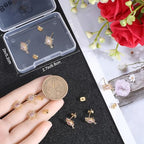 Beebeecraft 1 Box 10Pcs Sun Stud Earring Finding 18K Gold Plated Earring Post with Pink Cubic Zirconia Earring Component for Jewelry Making - color: Gold, Rose Cz