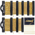 18k Gold Necklace Chains for Jewelry Making, 52.5 Feet 8 Rolls Bracelet Chains for DIY,6.5 Feet Each Style, Gold Plated Chain with Jump Rings/Lobster Clasps/Connectors - color: 18k Gold-52.5 Feet 8 Rolls