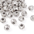 Craftdady 30Pcs Crystal Rhinestone Disco Ball Beads 12mm Rondelle Round Loose Beads Platinum Brass Spacer Beads for Bracelet Necklace Earring Craft Making - color: Platinum-12x10mm