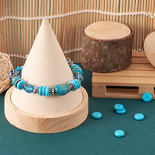 Craftdady 80Pcs 10mm Natural Turquoise Heishi Coin Disc Stone Beads Flat Round Disk Gemstone Loose Beads for Jewelry Craft Necklace Bracelet Making Hole: 1mm - color: Cyan Blue, 10mm