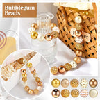 Ferreve 20 Pcs Chunky Bubblegum Beads 20mm Focal Pen Large Rhinestone Pearl Beads for DIY Beadable Pen School Jewelry Making Keychain Craft Making(Gold) - color: Gold