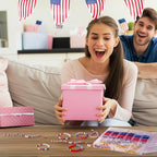 Goldwise 2958 Pcs 4th of July Red White and Blue Beads Bracelet Making Kit with Clay Beads Glass Seed Beads Tattoo Stickers, Patriotic Beads for Jewelry Making with Letter Beads and Charms - size: 4th of July