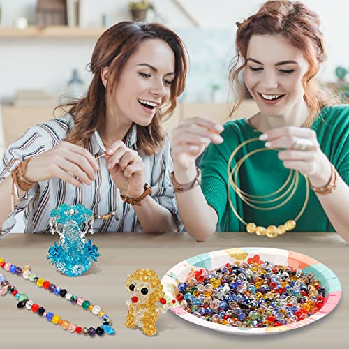 560 Pcs Briollete Crystal Glass Beads for Jewelry Making, Faceted Rondelle With Box, Spacer for DIY Craft Bracelets Charms Wind Chimes, 4/6/8mm (Transparent) - color: Transparent