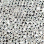 1000pcs 4x7mm Round Letter Beads Transparent White Acrylic with Black Letter Alphabet for Jewelry Making Friendship Bracelets (Transparent White Black) - color: Transparent white black