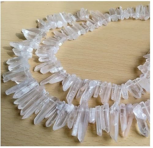 Adabele 30 Inch Natural Raw Healing Clear Crystal Quartz Gemstone Loose Beads Small Drilled Point Chakra Gem Stone Drop Stick GA1 - color: Clear Crystal, size: Small Size (30 Inch/2 Strands)