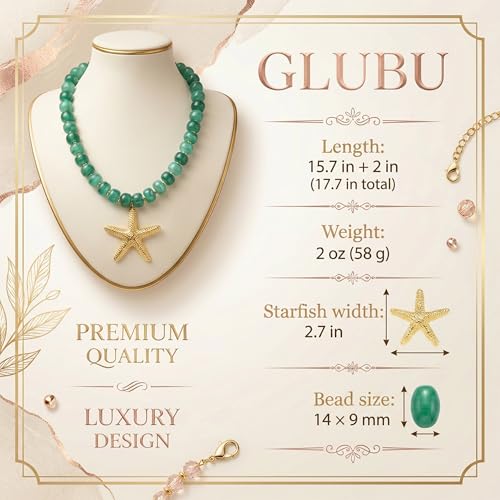 Chunky Beaded Starfish Shell Necklace for Women Colorful Boho Summer Chain Choker Beach Necklace with Acrylic Beads Trendy Chunky Jewelry Gifts - color: XL005F-02