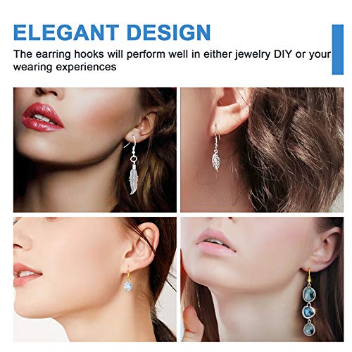 MENKEY 925 Sterling Mixed Earring Hooks 120 PCS/60 Pairs, Ear Wires Fish Hooksfor DIY Jewelry Making, Hypo-allergenic Jewelry Findings Parts with 120 PCS Clear Silicone Earring Backs Stoppers - size: 120pcs-Gold&Silver