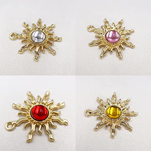 Sun Star Charms Baroque Boho Crystal Gold Plated Resin Gypsy Pendant Alloy for Jewelry Making DIY Craft Bracelet Necklace Earring - color: Sun-Mix-28Pcs