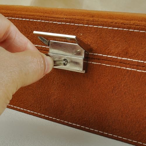 Jewelry Boxes 10 x 10 Inches 2-layer Handle Necklace Holder Organizer Jewellery Women Rings Storage Display Girls Earrings Case Lockable Jewelry Tray GY641 (Caramel) - color: Caramel