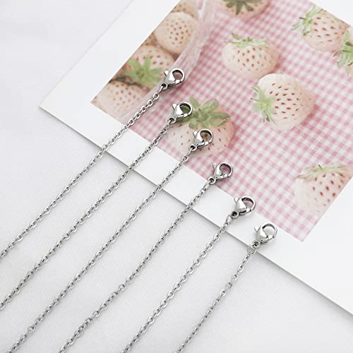 24 Pcs 18" 2mm Necklace Chains Bulk Stainless Steel Link Cable Chain Necklace for Jewelry Making - color: Silver, size: 18 inches
