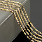 YOUBEIYEE 4 Meters 18K Gold Plated Chains for Jewelry Making Embossed Rolo Chain Light Gold Plated Brass Jewelry Chains with Jump Rings and Lobster Clasps - color: Embossed Rolo