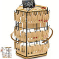 Rotating Earring Display Stand for Vendors, 48 Hooks Hexagon Bamboo Jewelry Holder, Large Capacity Jewelry Storage Showing Rack for Selling, Store, Home, Necklace Bracelet Keychain, 3 Tiers