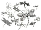 Assorted Dragonfly Charm Pendant Connector for DIY Jewelry Making Accessaries(13pcs,Antique Silver Tone)