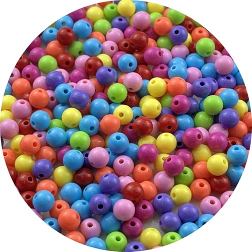 300pcs Acrylic Round Beads for Crafts 8mm Resin Candy Color Spacer Beads with Hole for Jewelry Making Sewing Crafts Decoration Necklaces Bracelets Earrings Supplies(Dark Mix Colors) - color: Dark Mix Colors, size: 8mm