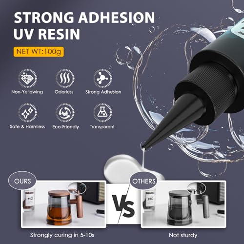 100g UV Resin for Bonding, Akisey UV Glue for Repairing Glass, Plastic, Resin Decoration, Fast Curing in Seconds Under UV Light (Not Included) - size: 101g