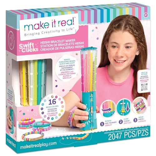Make It Real: Swift Clicks - Heishi Bracelet Maker - 2047pc, DIY Jewelry Craft Kit, Design & Make 23 Bead Bracelets, Rotate-Click-Wear, Girls Kids 8+ - style: Swift Clicks
