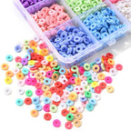 15 Colors 2250 Pcs Clay Beads Kit for Bracelets Making, Flat Round Polymer Spacer heishi Clay Beads for Craft and Jewelry Making - color: Pure Clay Beads Set-about 2250pcs