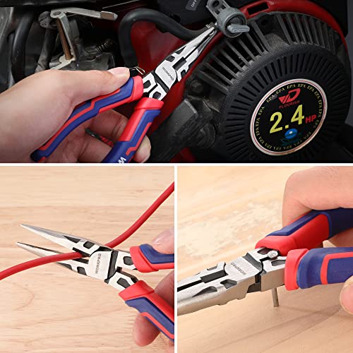 WORKPRO Premium 6” Needle Nose Pliers, Paper Clamp Precision, Heavy-Duty CRV Steel, Soft Grip with Wire Cutter, Long Nose Cutting Pliers - style: 6-inch
