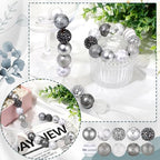 Ferreve 20 Pcs Chunky Bubblegum Beads 20mm Focal Pen Large Rhinestone Pearl Beads for DIY Beadable Pen School Jewelry Making Keychain Craft Making (Silver) - color: silver