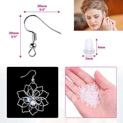 Cridoz Earring Hooks for Jewelry Making Supplies, 240pcs Hypoallergenic Stainless Steel Fish Hooks Kit With 240pcs Earring Backs - color: Silver