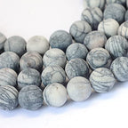 KISSITTY 235pcs 8mm Frosted Natural Black Silk Stone/Netstone Bead Strands, Mixed Gemstone Crystal Beads Round Chakra Beads Energy Healing Crystals Gemstones for DIY Jewelry Making - color: Frosted Natural Black Silk Stone/Netstone