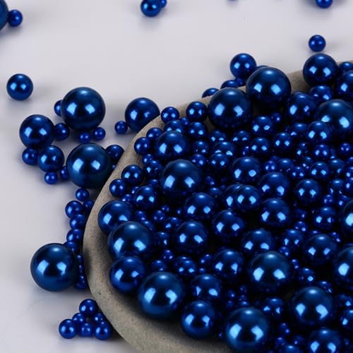 1000PCS Assorted Pearls Beads - No Holes, 3-10mm Darkblue Round Pearls for Vase Fillers, DIY, Table Scatter, Wedding, Birthday Party, Home Decoration - color: Darkblue