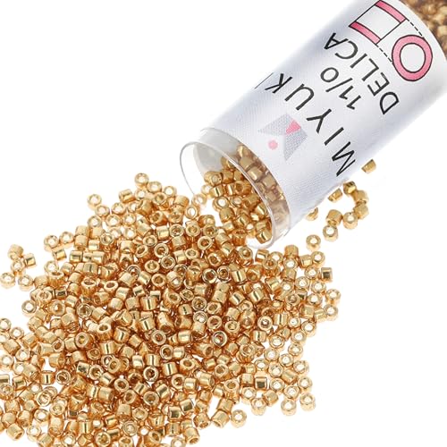 Miyuki Delica Seed Beads – Size 11/0 (1.6 mm), DB1833, Duracoat Galvanized Yellow Gold, 7.2 g, Approx. 1440 Beads, Made in Japan - color: DB1833 - Duracoat Galvanized Yellow Gold