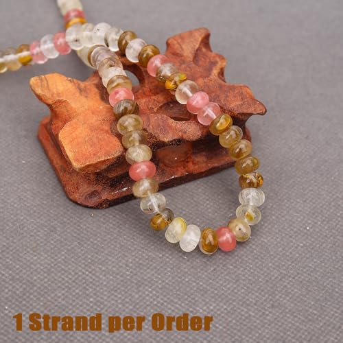 BONNY BOXX 1 Strand Natural 5 * 8mm Watermelon Rind Rondelle Beads, Natural Abacus Disk Stone Beads Loose Spacer Gemstone for DIY Bracelet Necklace Jewelry Making - color: Watermelon Rind, size: 5*8MM