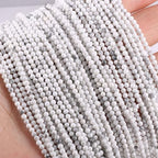 155pcs 2mm Natural White Howlite Stone Loose Round Beads Gemstone Smooth Samll Spacer Beads for jewerly Making Bracelet Necklace - color: White Howlite Beads, size: 2 mm