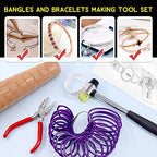 Hilitchi 5Pcs Jewelry Tool Set Including Rubber Hammer, Wooden Bracelet Sizing Bangle Mandrel, Jewelry Pliers, Plastic Wrist Sizer Wrist Belt Bracelet for Jewelry Making and Repairing Tools Kit