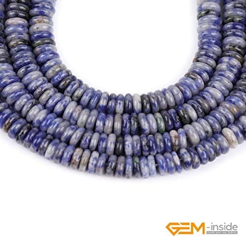 GEM-Inside 2x6mm Natural Blue Sodalite Jasper Stone Heishi Disc Rondelle Spacer Beads for Jewelry Making Full 15" Strand Energy Stone Healing Power Crystal - color: Blue Sodalite Jasper