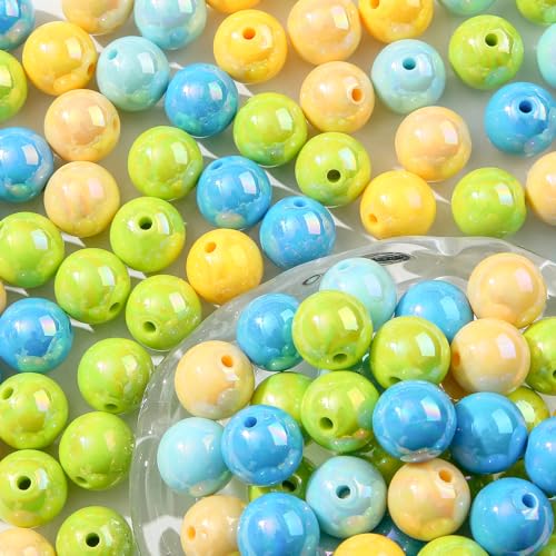 16mm Acrylic Beads 100pcs Chunk Bubblegum Bead Beads for Pens for Necklace Jewelry Bracelets DIY Crafts Making (greenblue) - color: greenblue