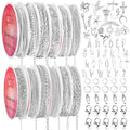 AQNJC Silver Chain for Jewelry Making, 98 Feet 12 Rolls Jewelry Chains with Silver Letter Charms for Women DIY Necklace Bracelet Making Supplies with Jump Rings, Lobster Clasps, Connectors - color: 12 Rolls Silver Necklace Chains with Silver Charms