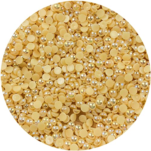 1500pcs 4mm Half Pearl Champagne AB Flatback Beads for Crafts DIY Round Plastic Half Flat Back Pearls Loose Bead for Cup Shoes Wedding Dress Decoration Nail Art… - color: Champagne AB, size: 4mm