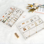 Lolalet Earring Tray Display Earring Holder, Stackable Jewelry Drawer Organizer Showcase Storage for Women Girls Stud Piercings Post Earrings -Set of 2 - style: Earrings