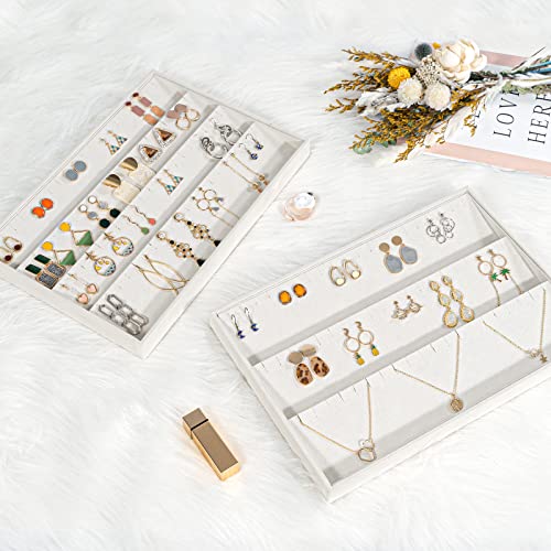 Lolalet Earring Tray Display Earring Holder, Stackable Jewelry Drawer Organizer Showcase Storage for Women Girls Stud Piercings Post Earrings -Set of 2 - style: Earrings