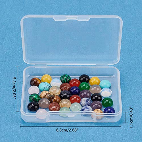 SUPERFINDINGS 36pcs 18 Materals Gemstone Cabochon 8mm Half Round Stone Cabochons Flatback Crystal Quartz Stone for Earring Necklace Jewelry Making - size: 8mm