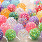 20mm Rhinestone Beads Round Disco Ball Beads Spring Color Chunk Bubblegum Beads for Jewelry Making DIY Craft Supplies(Style-5) - color: style-5
