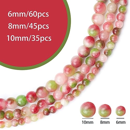 35pcs 10mm Natural Watermelon Tourmaline Gemstone Beads Energy Healing Crystal Round Loose Stone Beads for Jewelry Making, DIY Bracelets Necklaces - color: Watermelon Tourmaline, size: 10mm