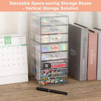 BTSKY Clear Acrylic Storage Organizer with Drawers, 3-Layer Desktop Organizer for Office Essentials, Multi-Purpose Stackable Container for Bathroom Vanity, Desk Makeup Jewelry Container Storage Box - size: 3-layer