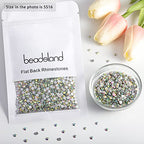 beadsland Flat Back Crystal Rhinestones Round Gems for Nail Art and Craft Glue Fix, CrystalAB (3.9-4.0mm) SS16/1440pcs - color: Crystal AB, size: SS16/1440pcs