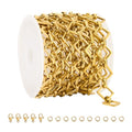 YOUBEIYEE 6.5 Feet Gold Plated Rhombic Link Chains Roll Strong Stainless Steel Chain for Jewelry Making - color: Rhombic Gold