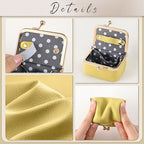 Zivyes Mini Jewelry Box Travel Small Coin Purse Organizer Case Genuine Leather Tiny Size (B-yellow) - color: B-Yellow-Standard