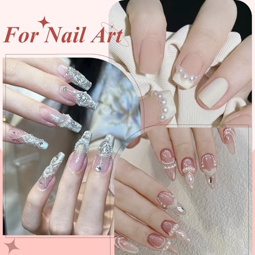 3D Mini Small Caviar Nail Beads Balls, 0.7-2mm Silver Nail Art Beads 1.5-5mm White Nail Pearls Half Round Flatback Pearl Nail Charms with Pickup Tools for Nails Face Eyes Makeup(31-K1-4) - color: 31-K1-4