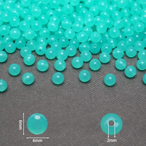 BONNY BOXX 1000PCs 6MM Jelly Peacock Green Acrylic Round Beads, Smooth Transparent Acrylic Balls, Plastic Resin Gumball Bubblegum Chunky Beads for Necklace & Bracelet Making, Crafting Supplies - color: Jelly Peacock Green, size: 6MM