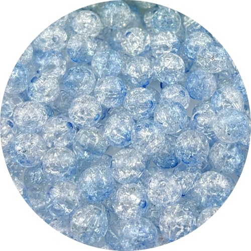 Jmassyang 300 Pieces 8mm Acrylic Crackle Beads Crystal Round Plastic Spacer Bead for DIY Decoration Necklaces Bracelets Earrings Jewelry Making(Light Blue) - color: Light Blue, size: 8MM